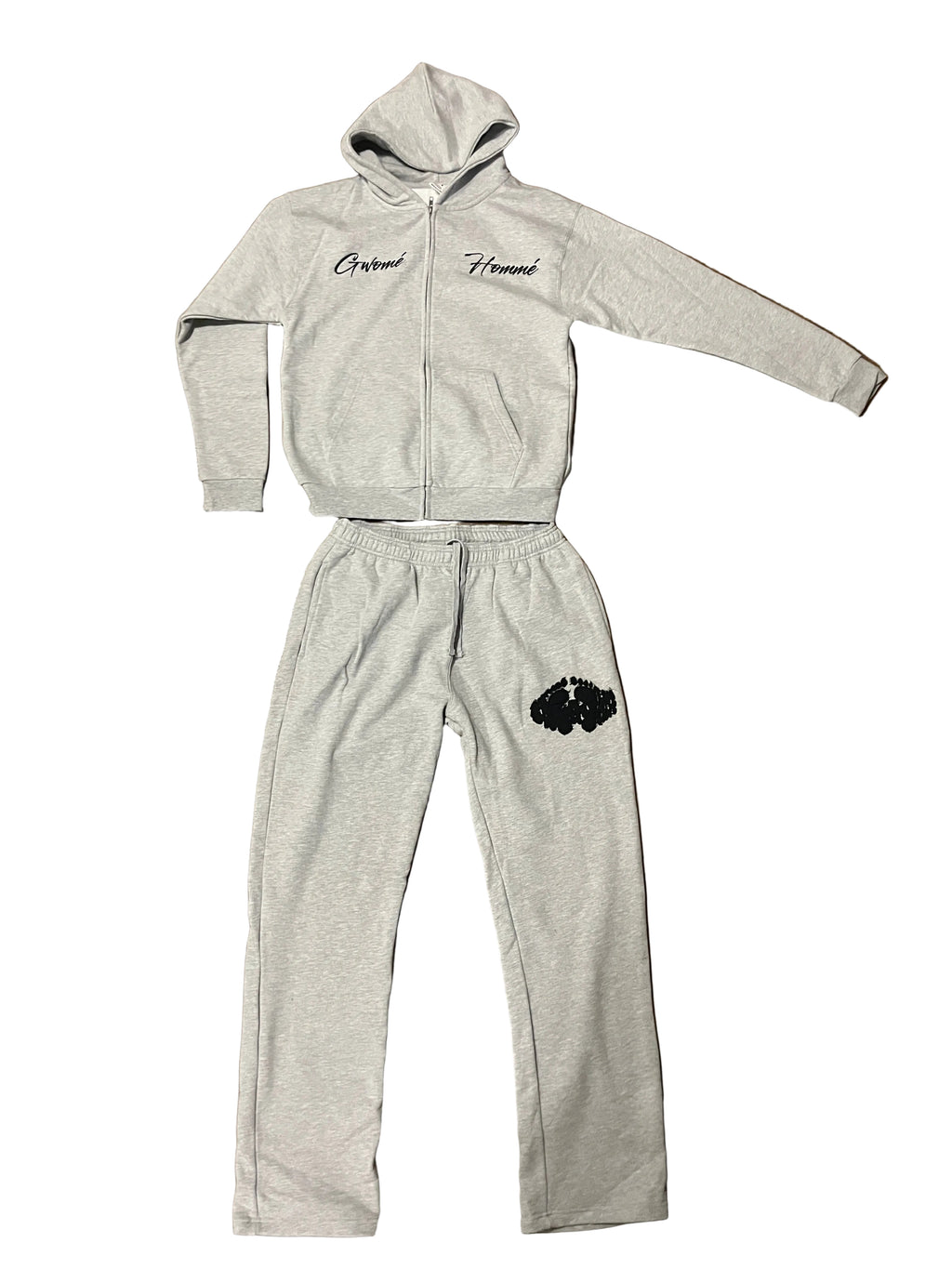 Gwomè Hommè Signature Footprint Tracksuit – Gray
