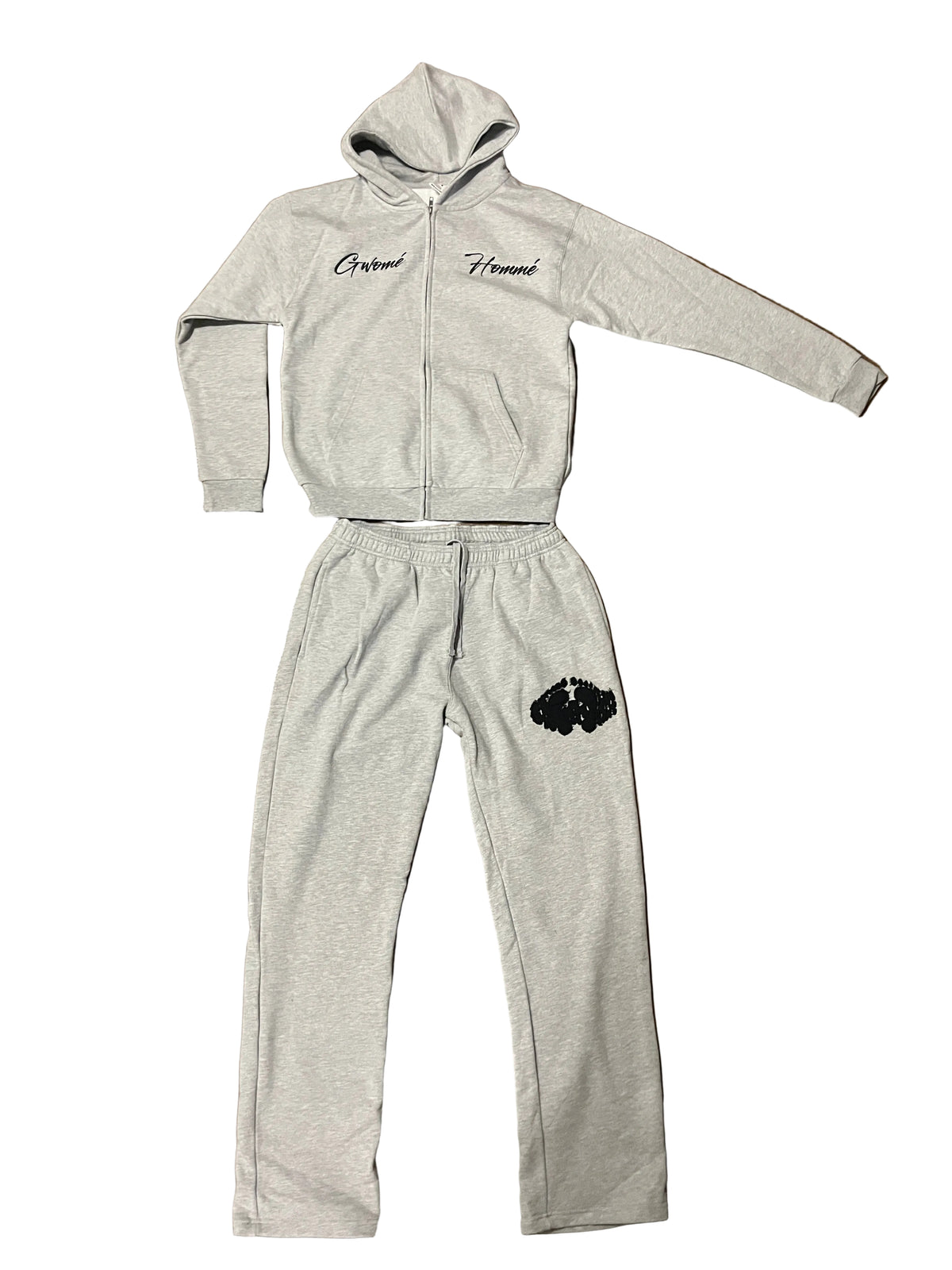 Gwomè Hommè Signature Footprint Tracksuit – Gray