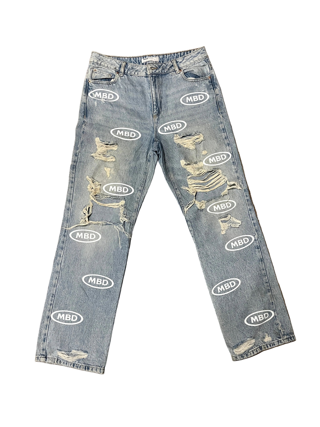 MBD all over Logo Distressed Denim Jeans 29x32