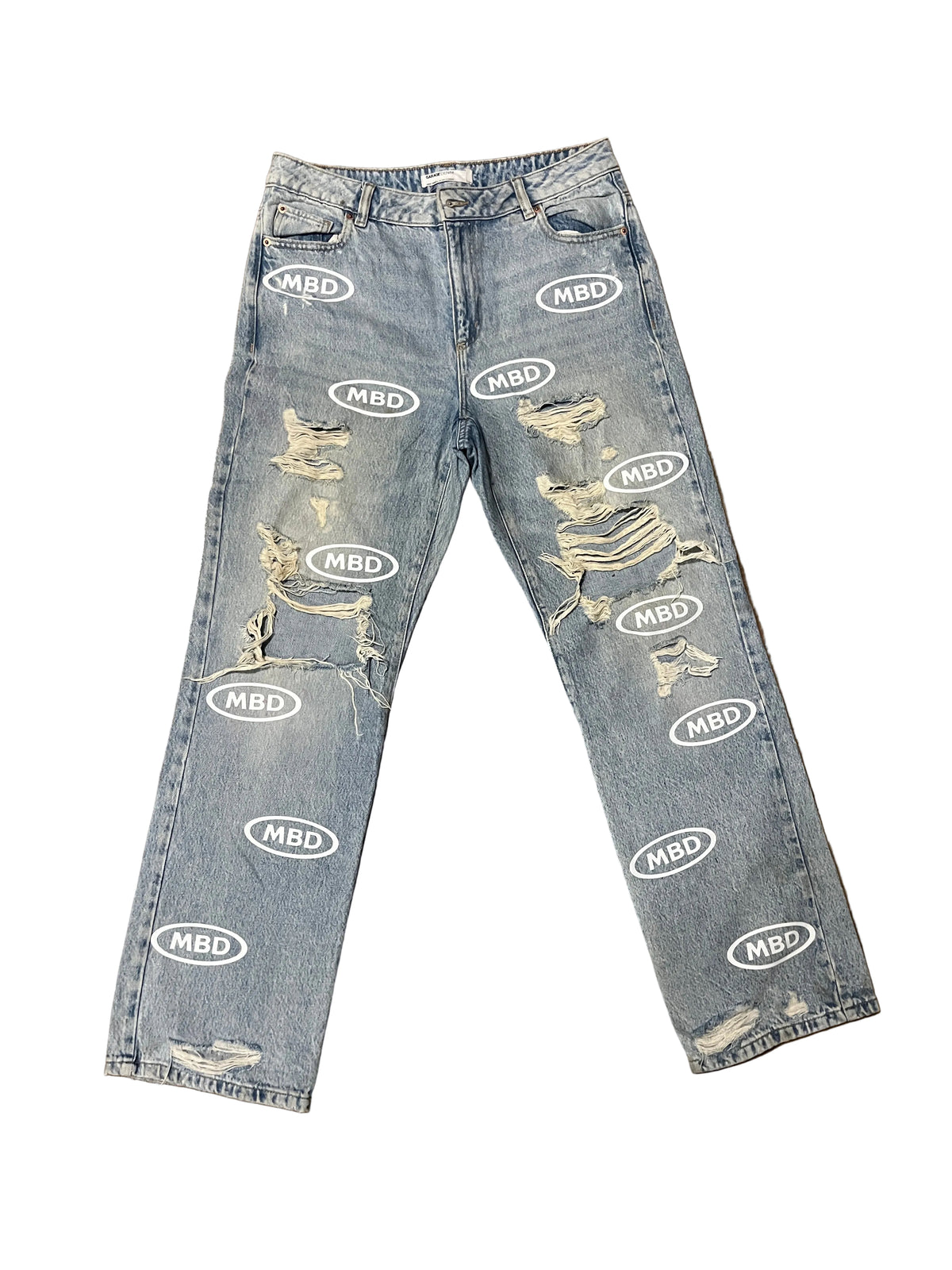 MBD all over Logo Distressed Denim Jeans 29x32