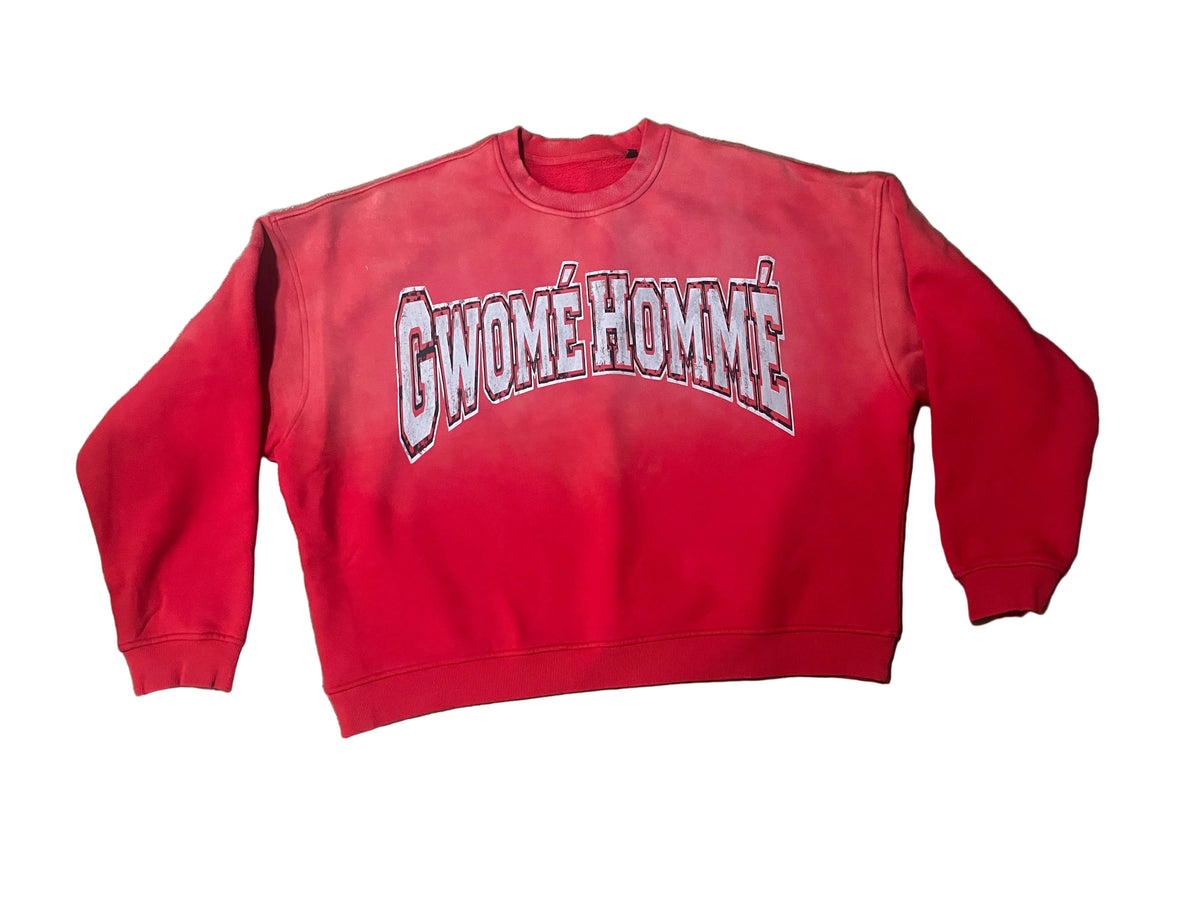 Gwomè Hommè Red Vintage Block O Crewneck