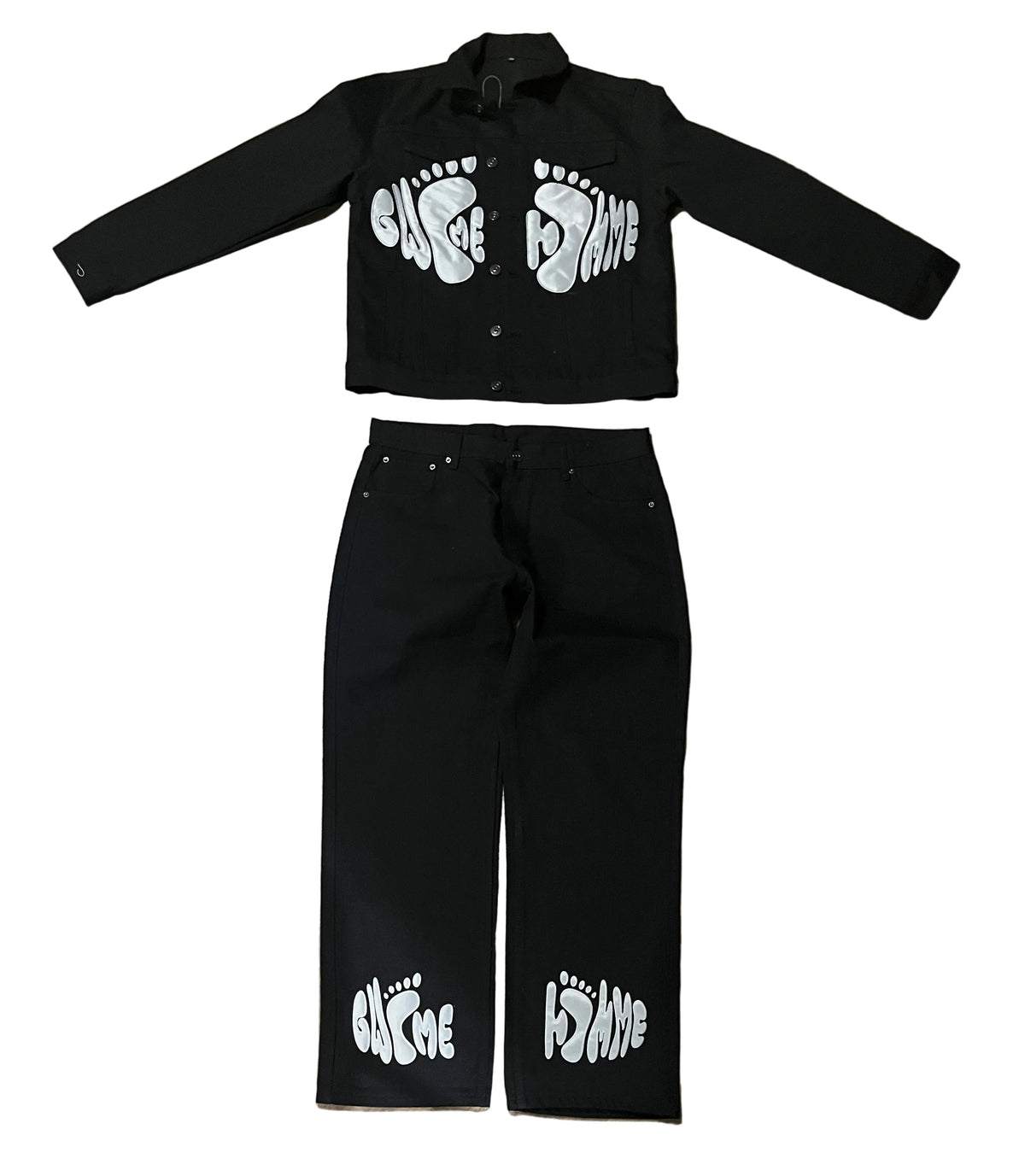 Gwomè Hommè Signature Footprint jean Two-Piece Set