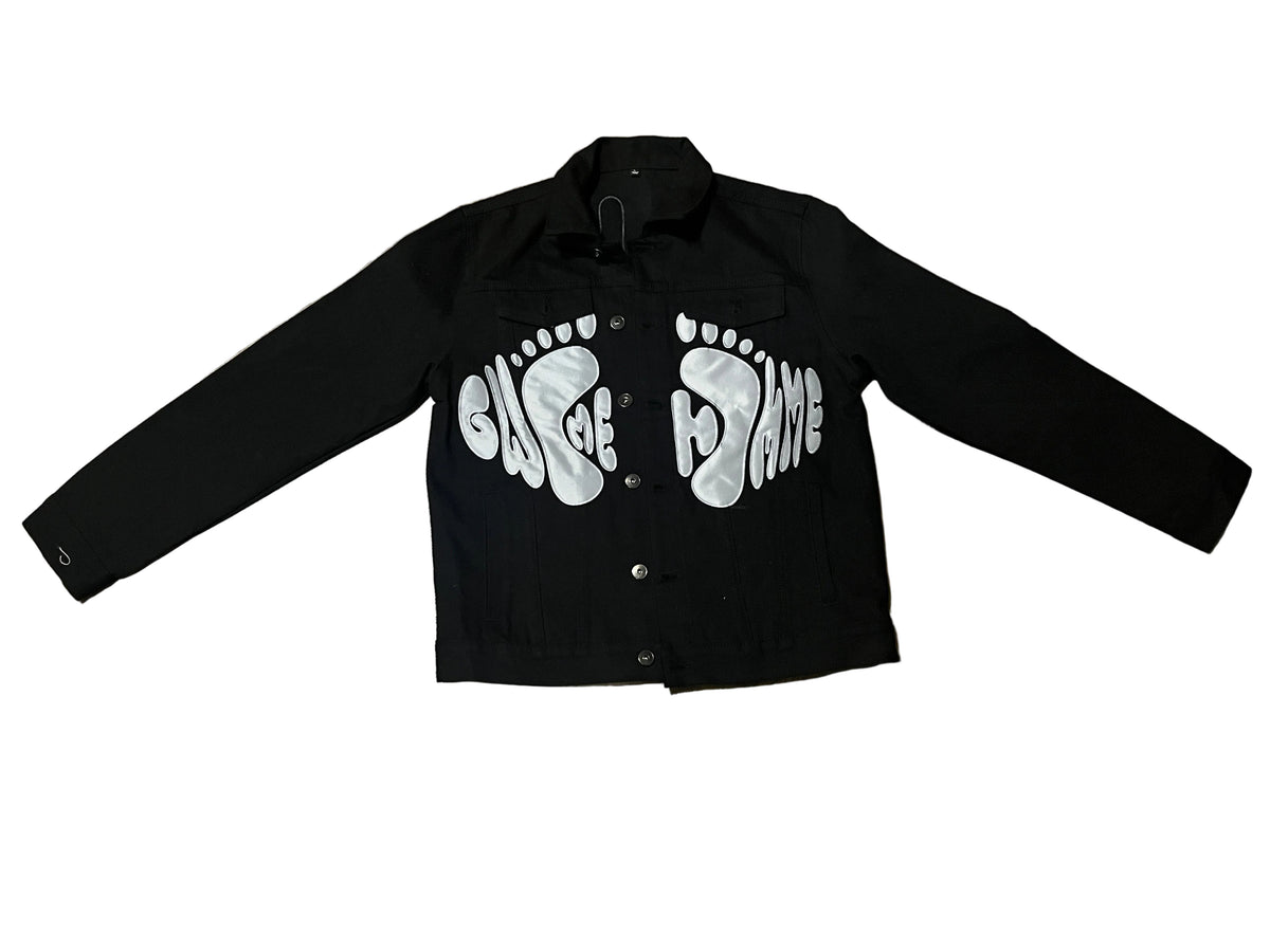 Gwomè Hommè Footprint Black/ Gray Jean Jacket