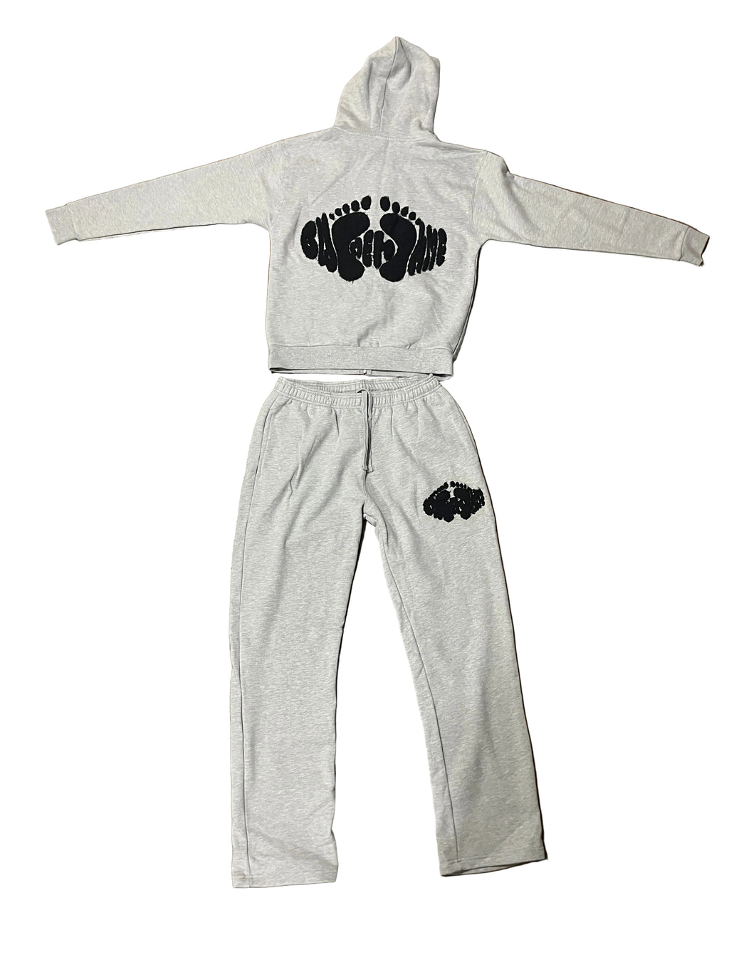 Gwomè Hommè Signature Footprint Tracksuit – Gray