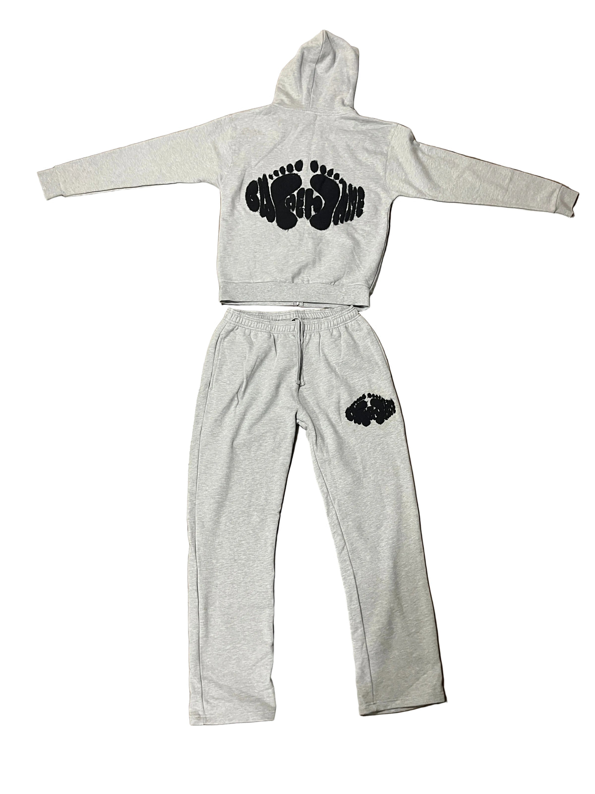 Gwomè Hommè Signature Footprint Tracksuit – Gray