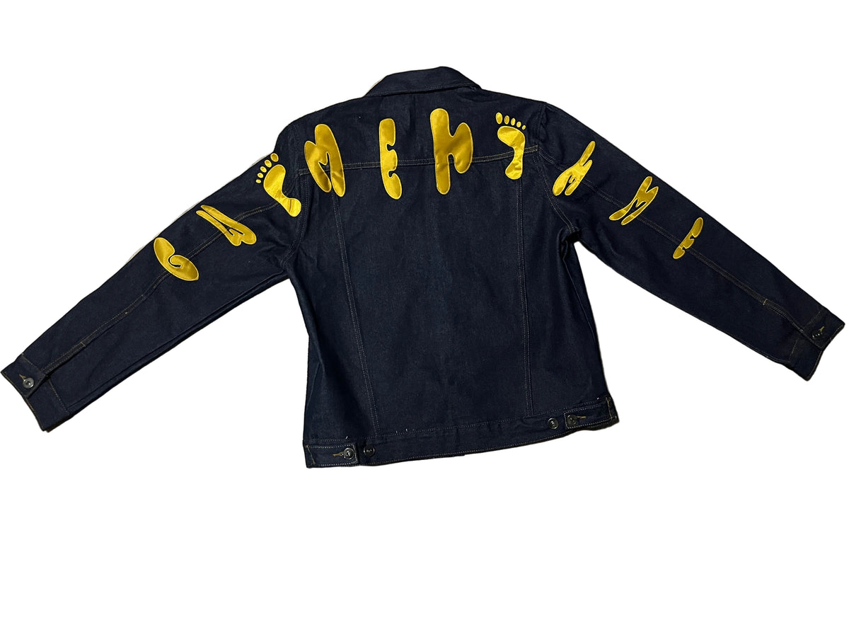 Gwomè Hommè Gold Footprint Denim Jacket