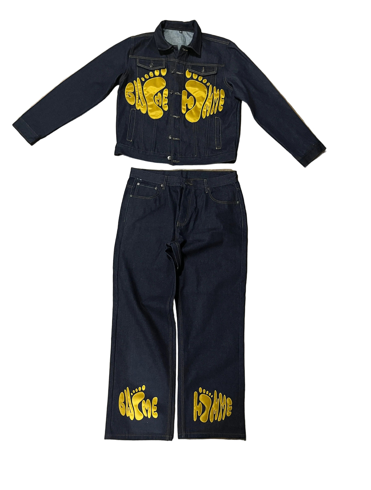 Gwomè Hommè Gold Footprint Denim Set