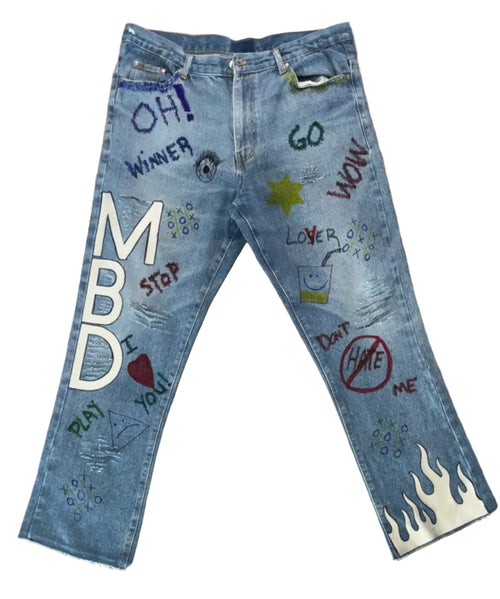 Hand-Painted Statement Denim – One of One 🔥 Size 36