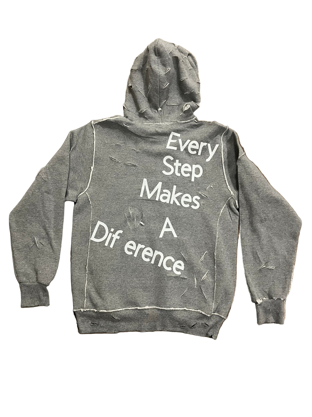 “Every Step Makes A              Dif erence” Distressed Hoodie