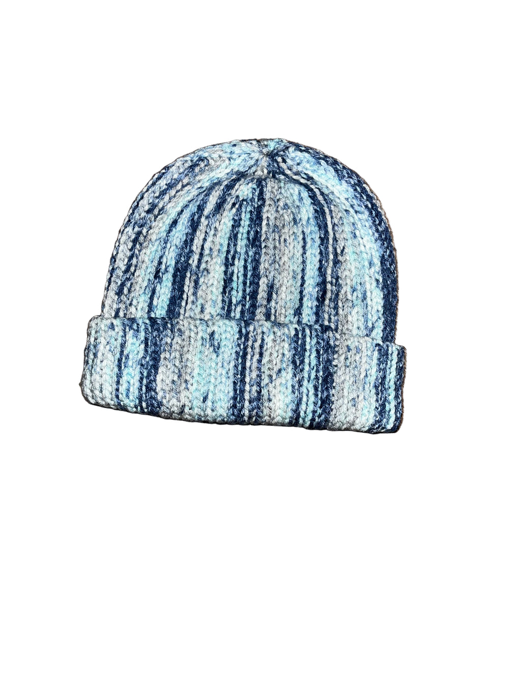 One of One Hand-Crocheted Beanie — “Blue Ice