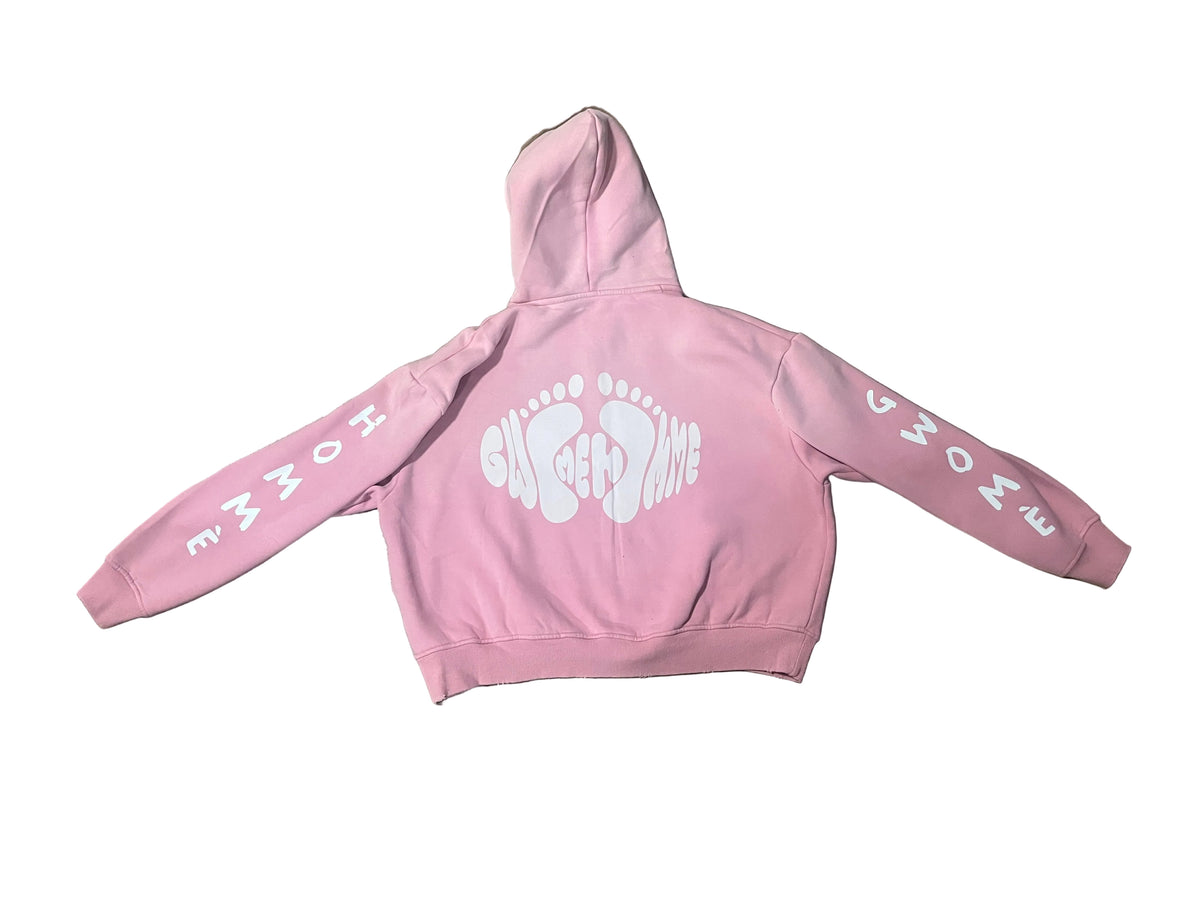 Gwomè Hommè Pink Signature Zip-Up Hoodie