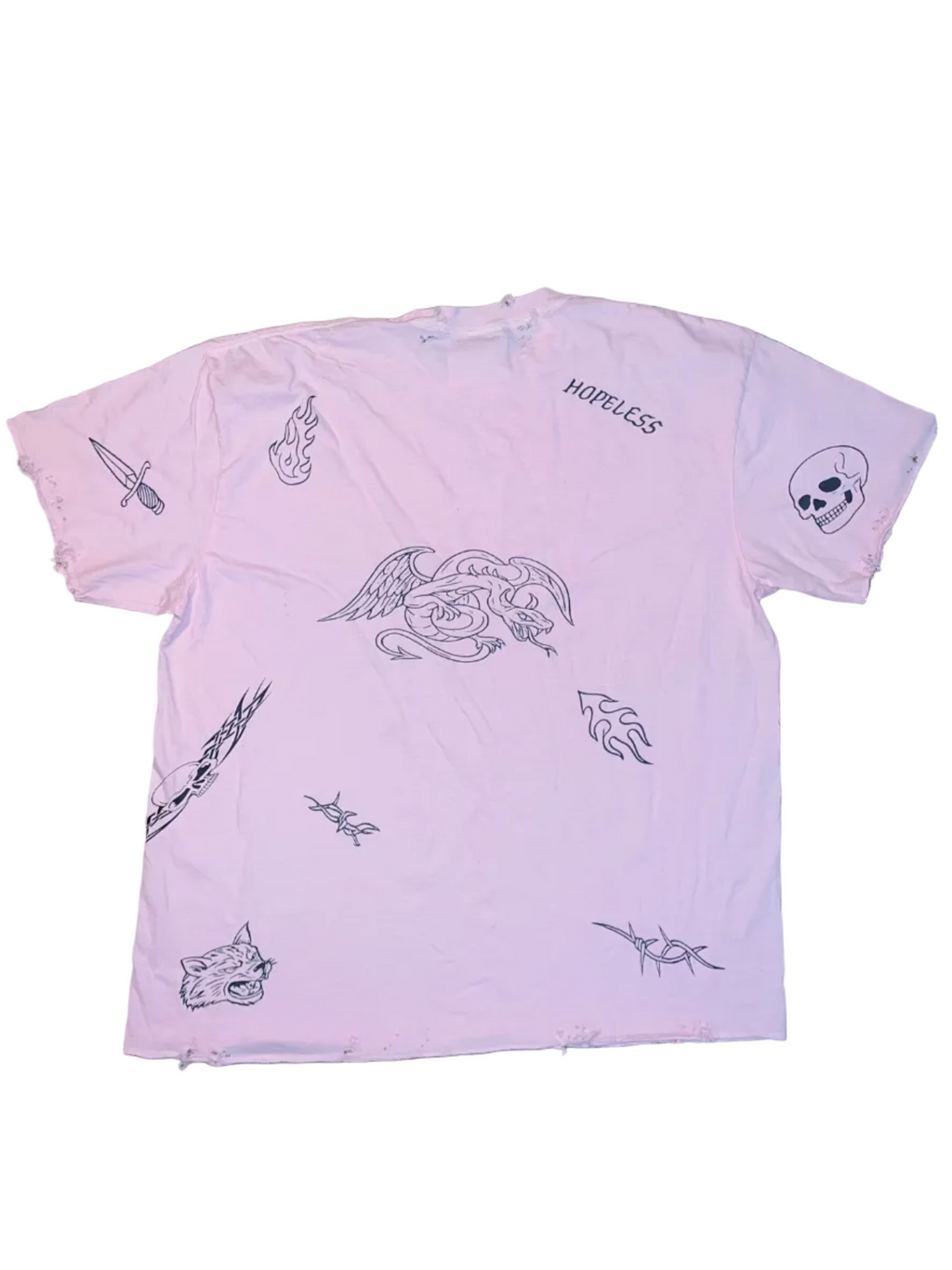 Soft Pink Chaos Vintage Distressed Graphic Tee