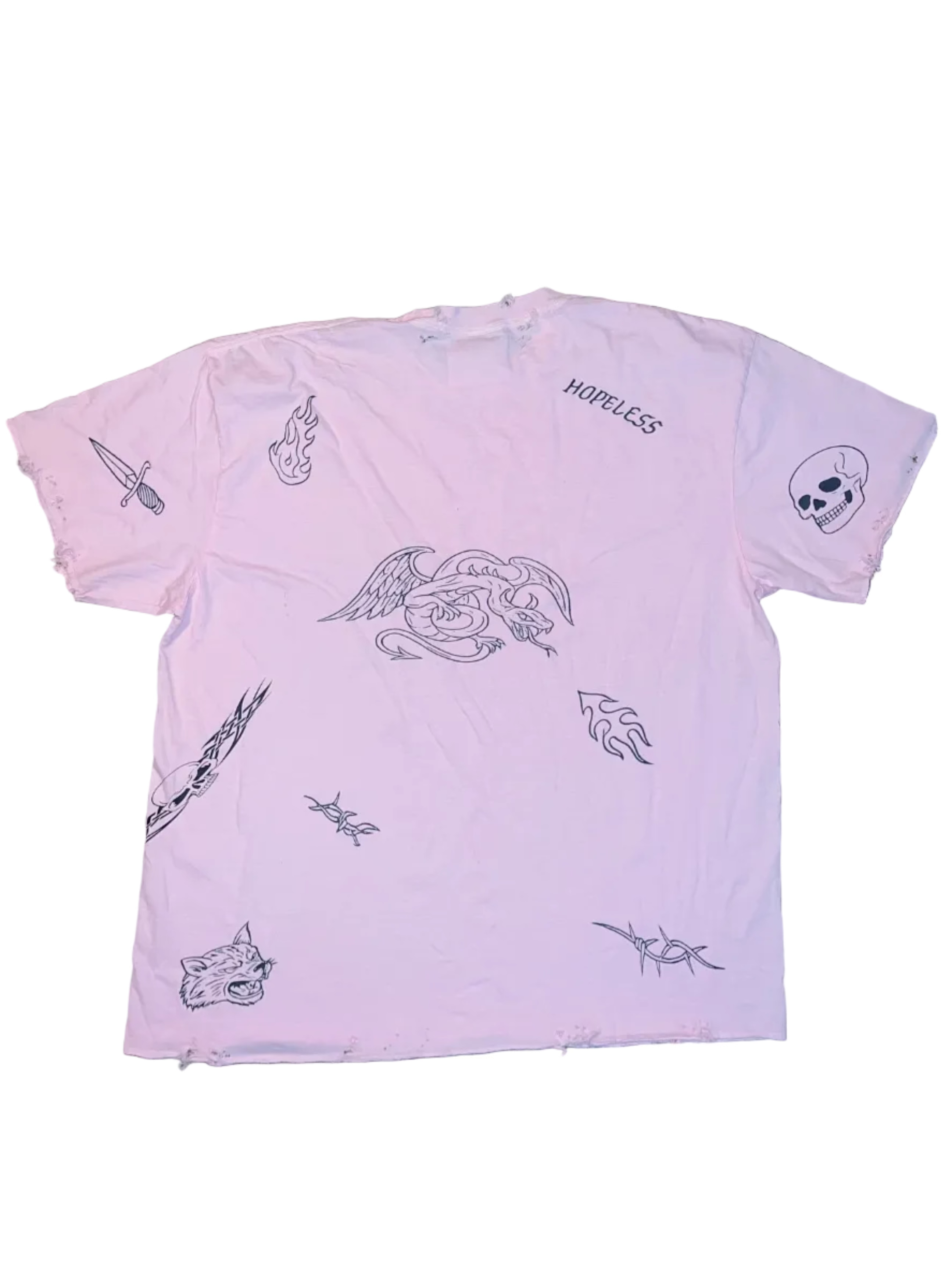 Soft Pink Chaos Vintage Distressed Graphic Tee