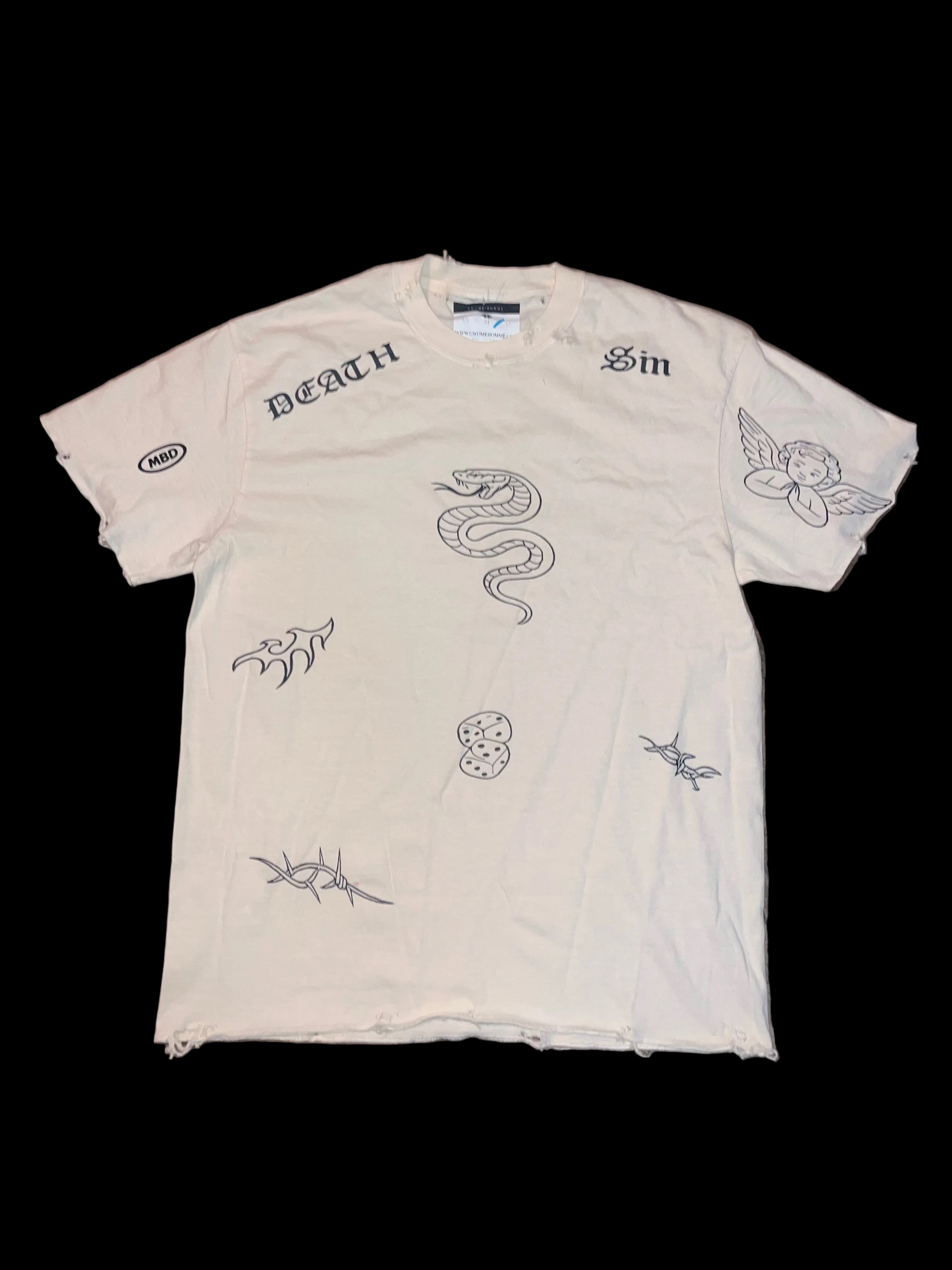 Bone colored Chaos Vintage Distressed Graphic Tee