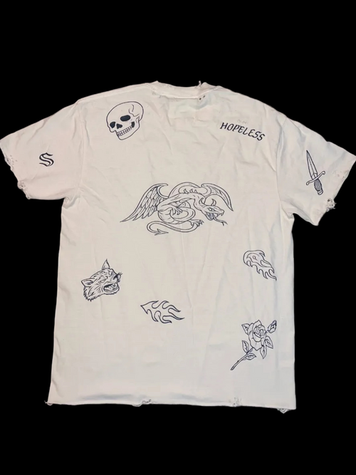 Bone colored Chaos Vintage Distressed Graphic Tee