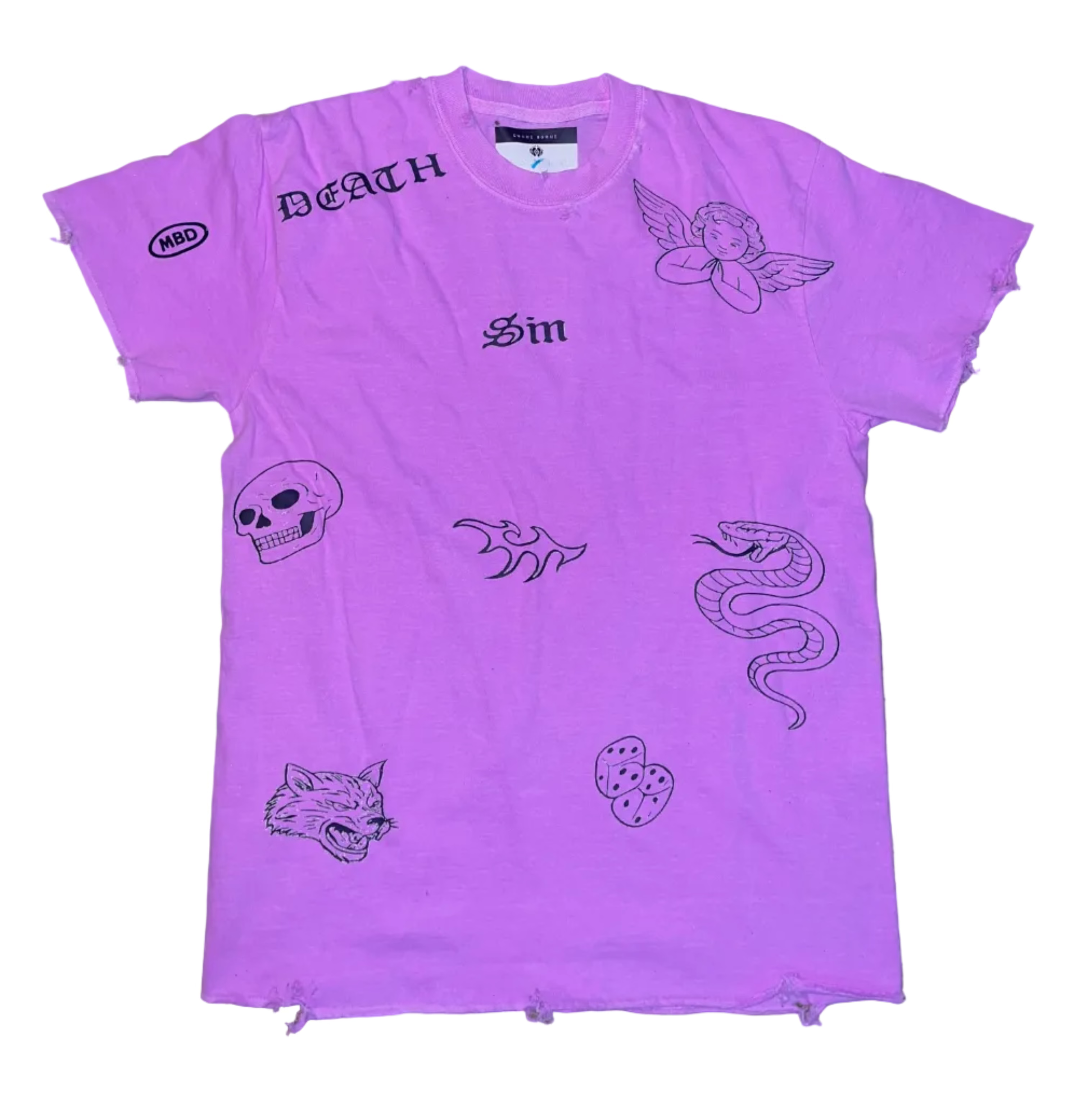 Violet colored Chaos Vintage Distressed Graphic Tee