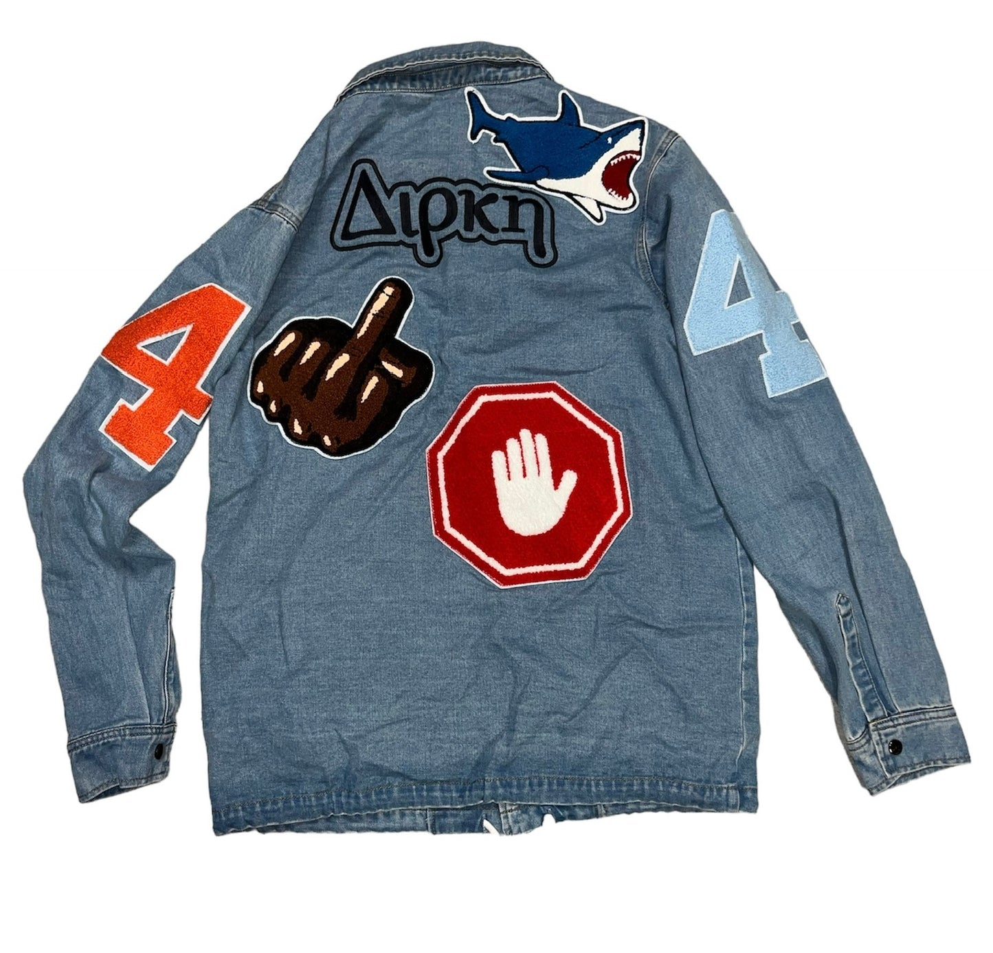 1: 1 multi-patch denim jacket