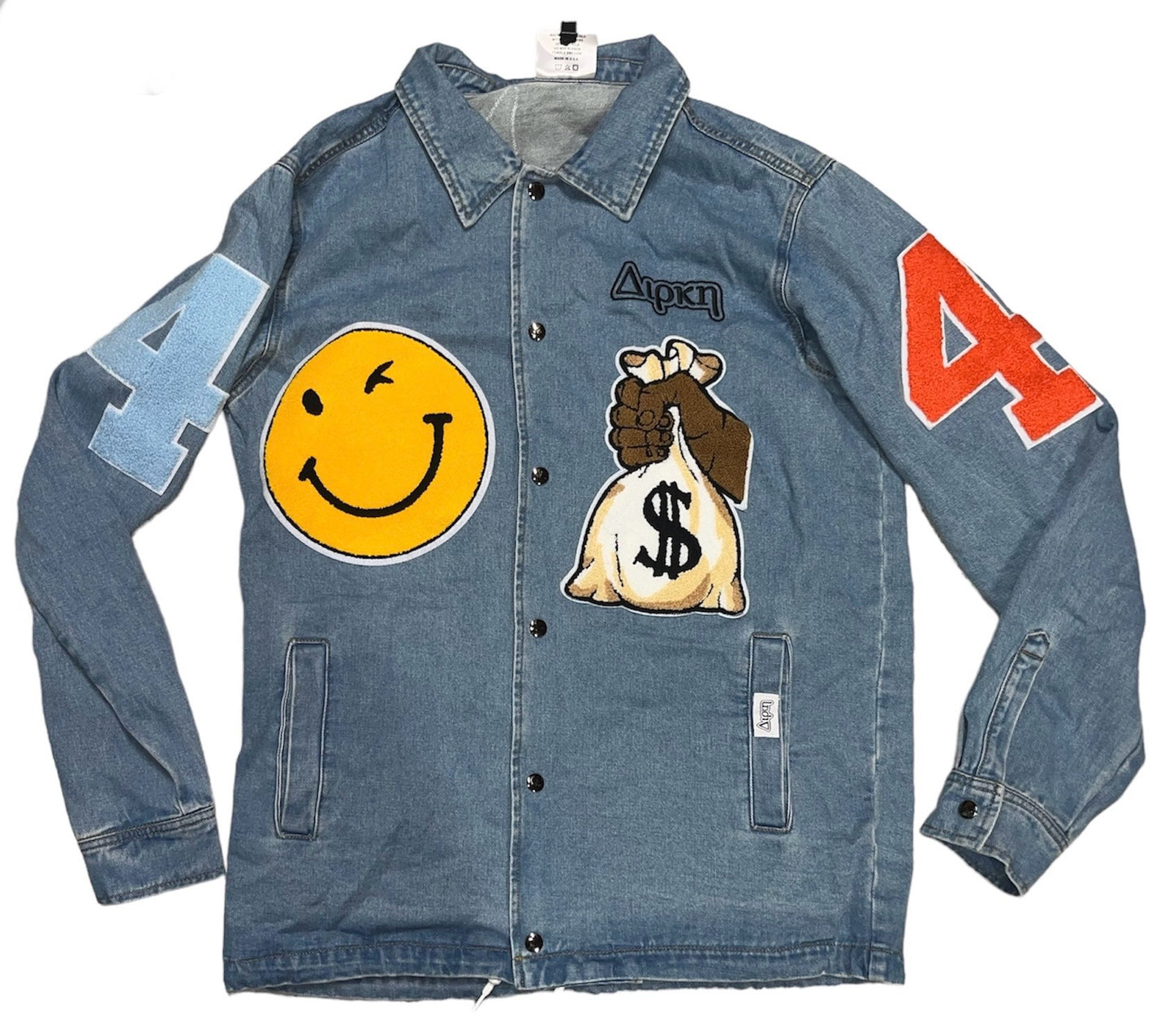 1: 1 multi-patch denim jacket