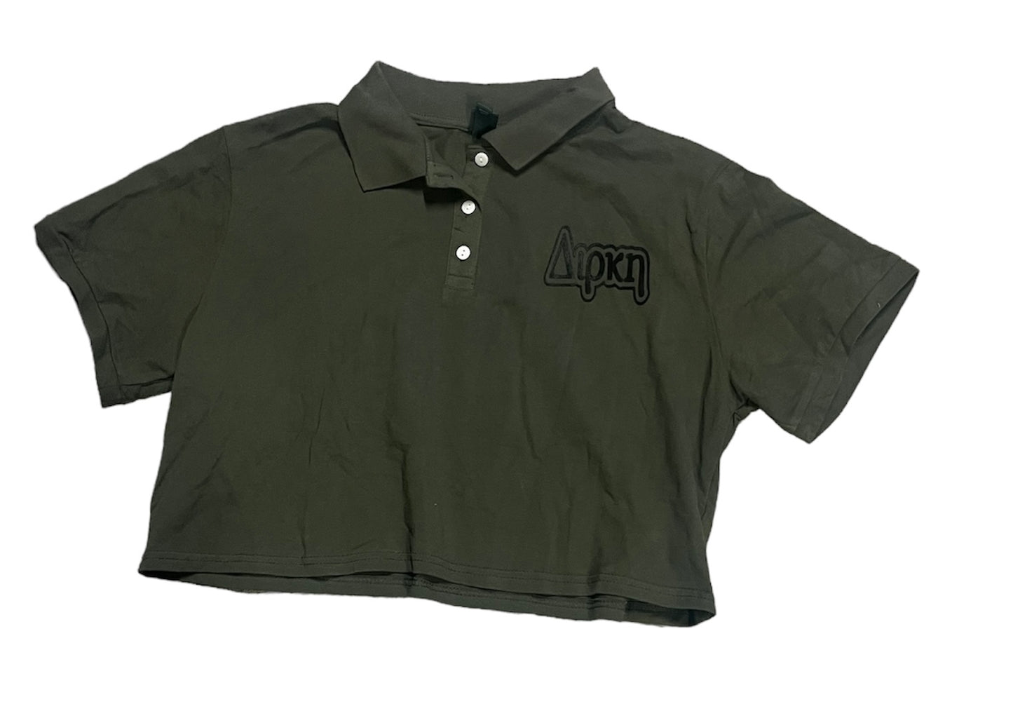 olive green crop top polo